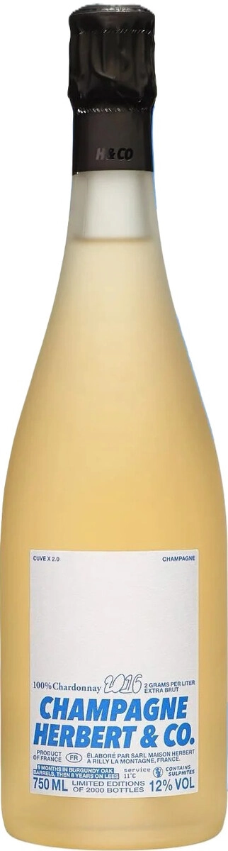 Шампанское Herbert & Co, Cuve X 2.0 Blanc de Blancs Extra Brut, Champagne AOC
