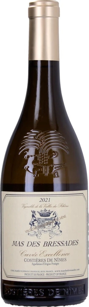Вино Mas des Bressades, Cuvee Excellence Blanc, Costieres de Nimes AOP