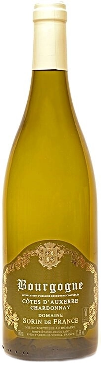 Вино Domaine Sorin De France, Bourgogne Cotes d'Auxerre Blanc Chardonnay AOC