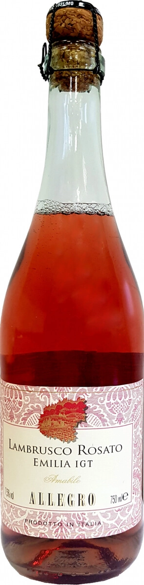 Игристое вино "Allegro" Lambrusco dell'Emilia IGT Rose Amabile Frizzante