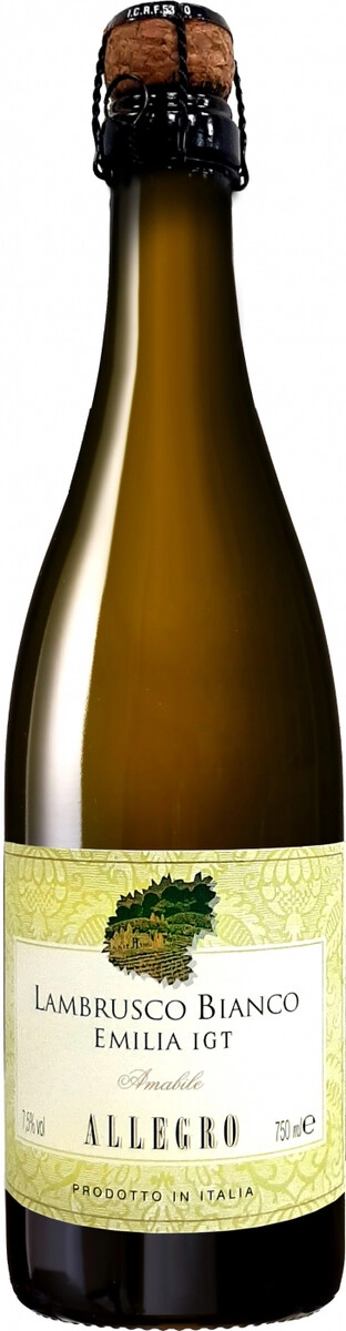 Игристое вино "Allegro" Lambrusco dell'Emilia IGT Bianco Amabile Frizzante