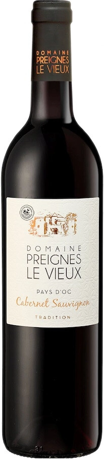 Вино Domaine Preignes le Vieux, Cabernet Sauvignon Tradition, Pays d'Oc IGP