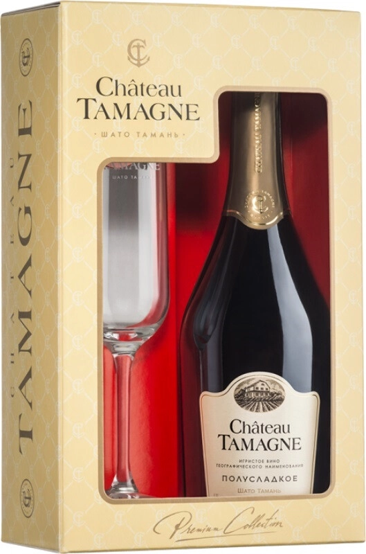 Игристое вино "Chateau Tamagne" Semi-Sweet Blanc with glass