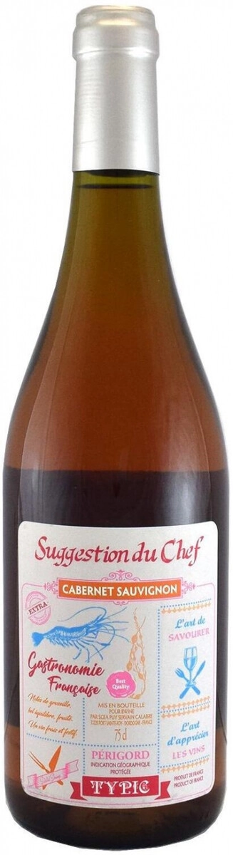 Вино "Suggestion du Chef" Typic Cabernet Sauvignon, Perigord IGP