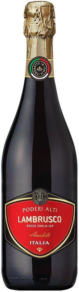 Игристое вино Lambrusco dell'Emilia Rosso Poderi Alti IGT