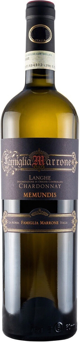 Вино Famiglia Marrone, "Memundis" Langhe DOC Chardonnay