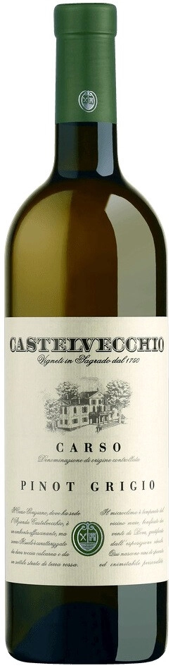 Вино Castelvecchio, Pinot Grigio, Carso DOC