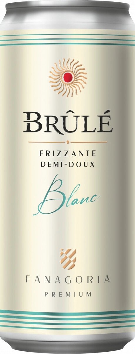 Игристое вино Fanagoria, "Brule" Frizzante Blanc Demi-Doux, in can