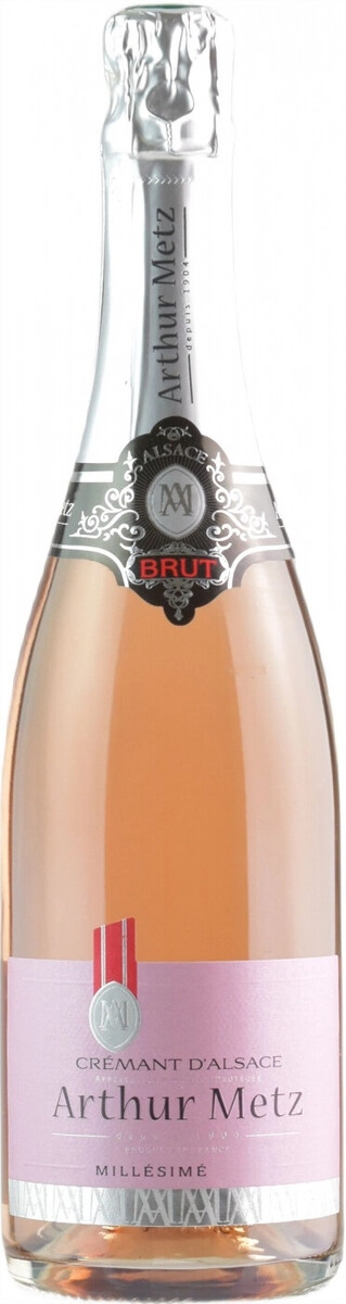 Игристое вино Arthur Metz, Cremant d'Alsace AOP Brut Millesime Rose