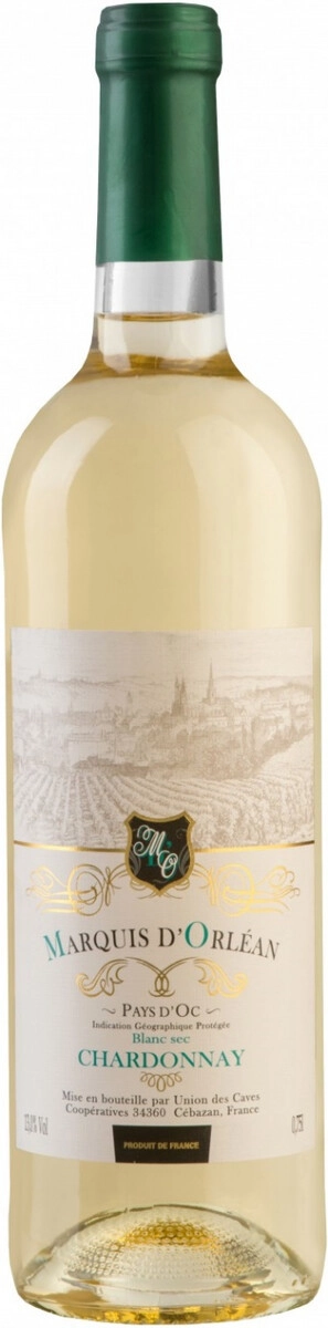 Вино "Marquis d'Orlean" Chardonnay Sec, Pays d'Oc IGP