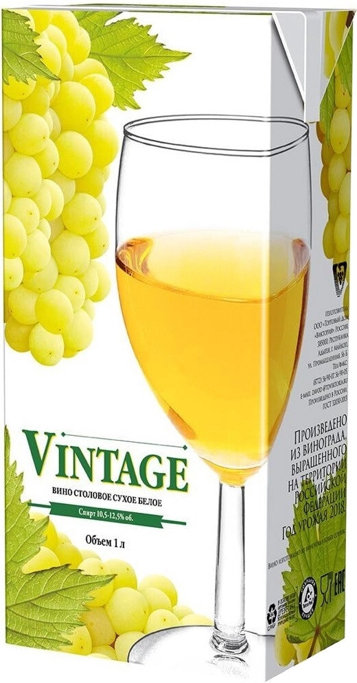 Вино Torgovyj Dom Viktoria, "Vintage" White Dry, Tetra Pak