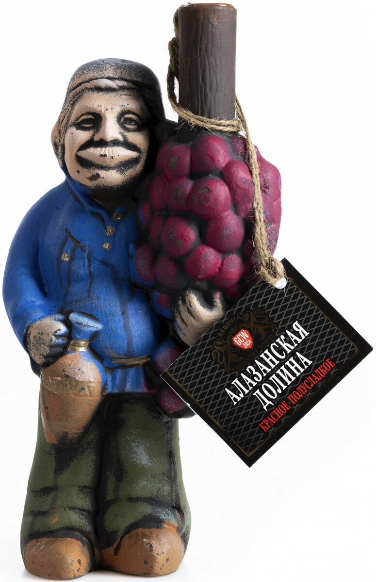 Вино Imedi-96, "Georgia Country Wines" Alazani Valley Red, shaped ceramic jug