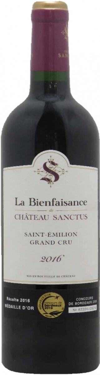 Вино "La Bienfaisance de Chateau Sanctus", Saint-Emilion Grand Cru AOC