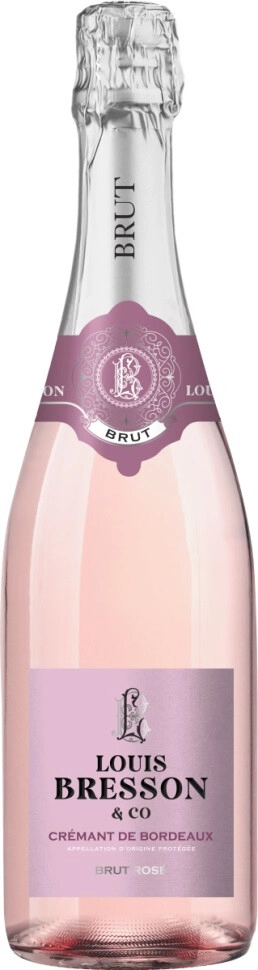 Игристое вино Louis Bresson & Co, Cremant de Bordeaux AOP Rose Brut