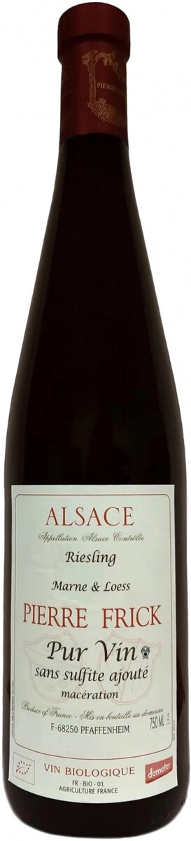 Вино Pierre Frick, "Marne & Loess" Riesling Maceration, Alsace AOC, (Pur Vin Sans Sulfite Ajoute)