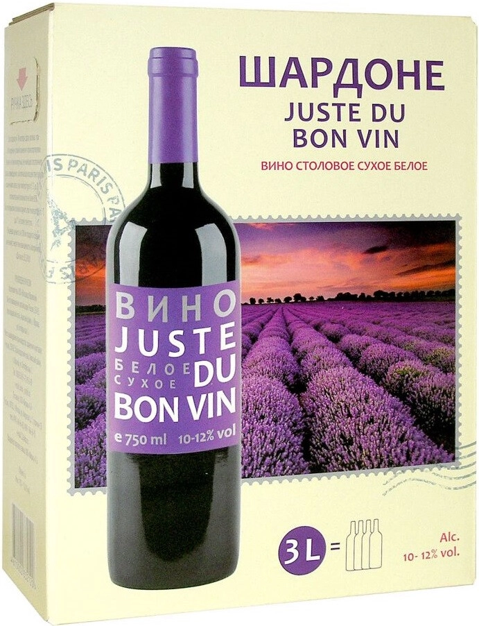 Вино "Juste du Bon Vin" Chardonnay, bag-in-box