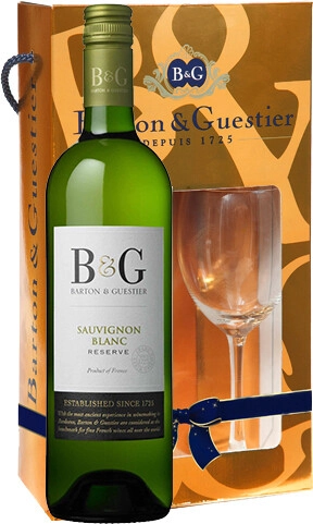 Вино Barton & Guestier, "Reserve" Sauvignon Blanc, Cotes de Gascogne IGP with glass
